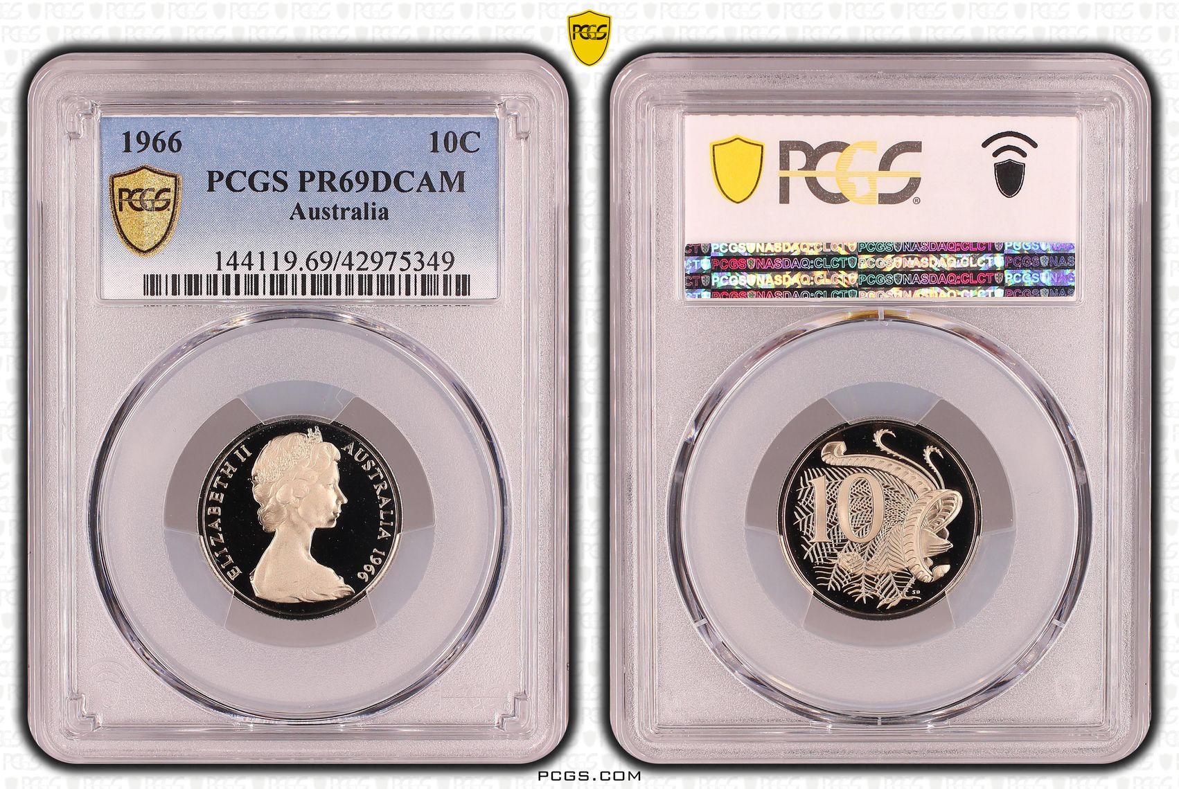 Elizabeth II, Ten Cent, PR69DCAM , 1966