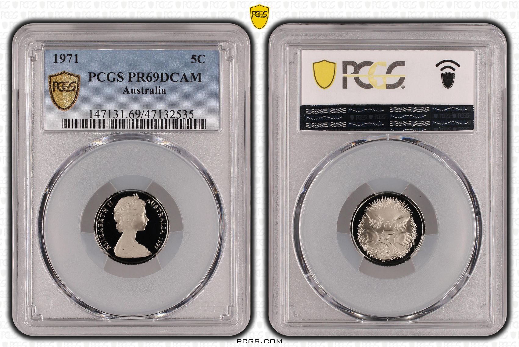 Elizabeth II, Five Cent, 1971, PCGS PR69DCAM