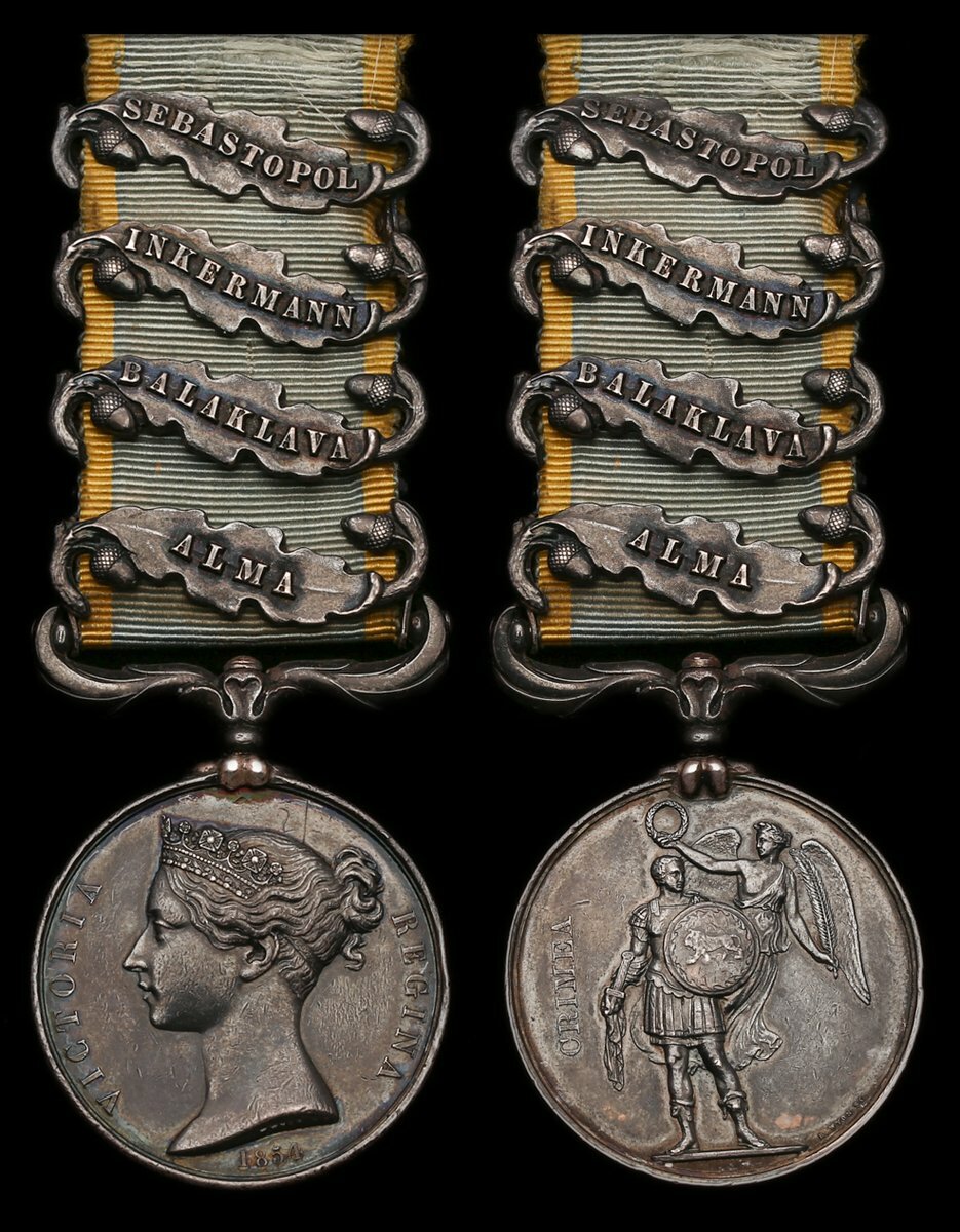 Crimea 1854-56, 4 clasps, Alma, Balaklava, Inkermann, Sebastopol (Corpl ...