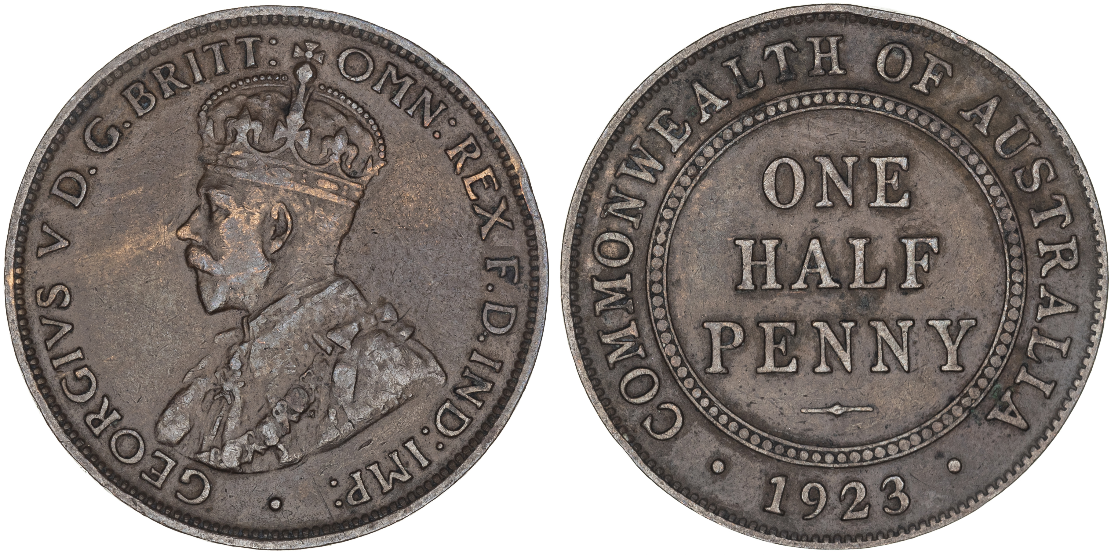 George V, Halfpenny, 1923, aVF
