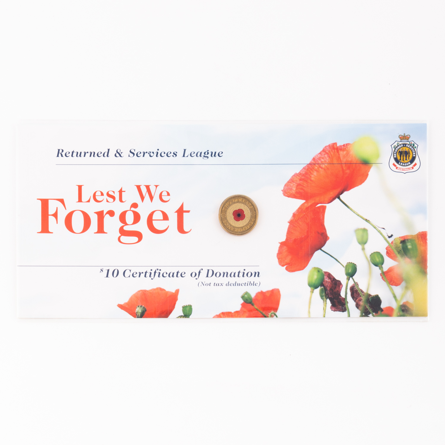 Elizabeth II, Lest We Forget - RSL Card, Two Dollars, 2012, UNC