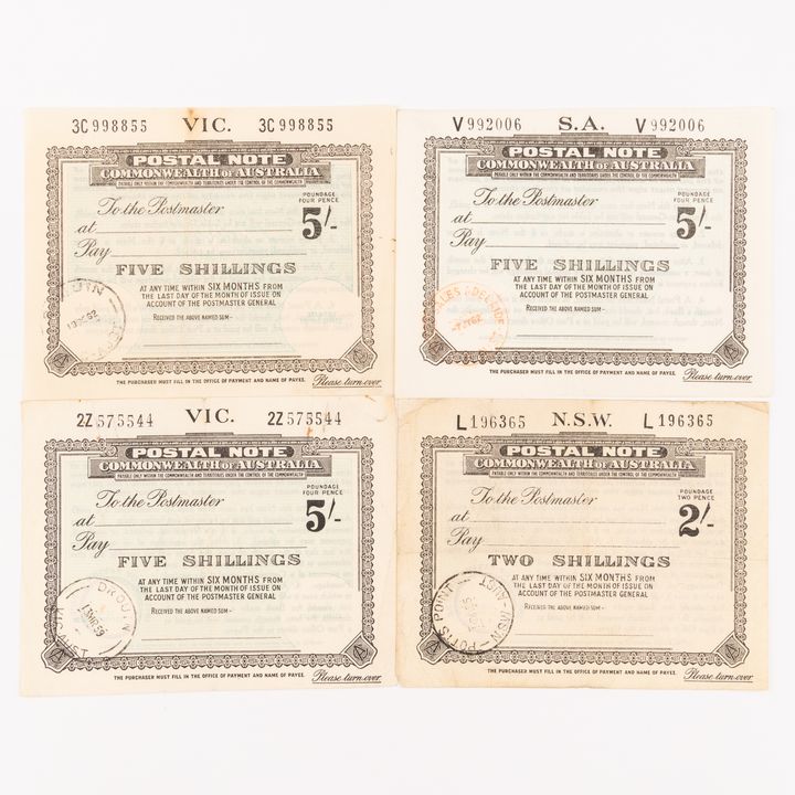 Postal Note, Two Shillings - Five Shillings, 1955 - 1962, F - gVF