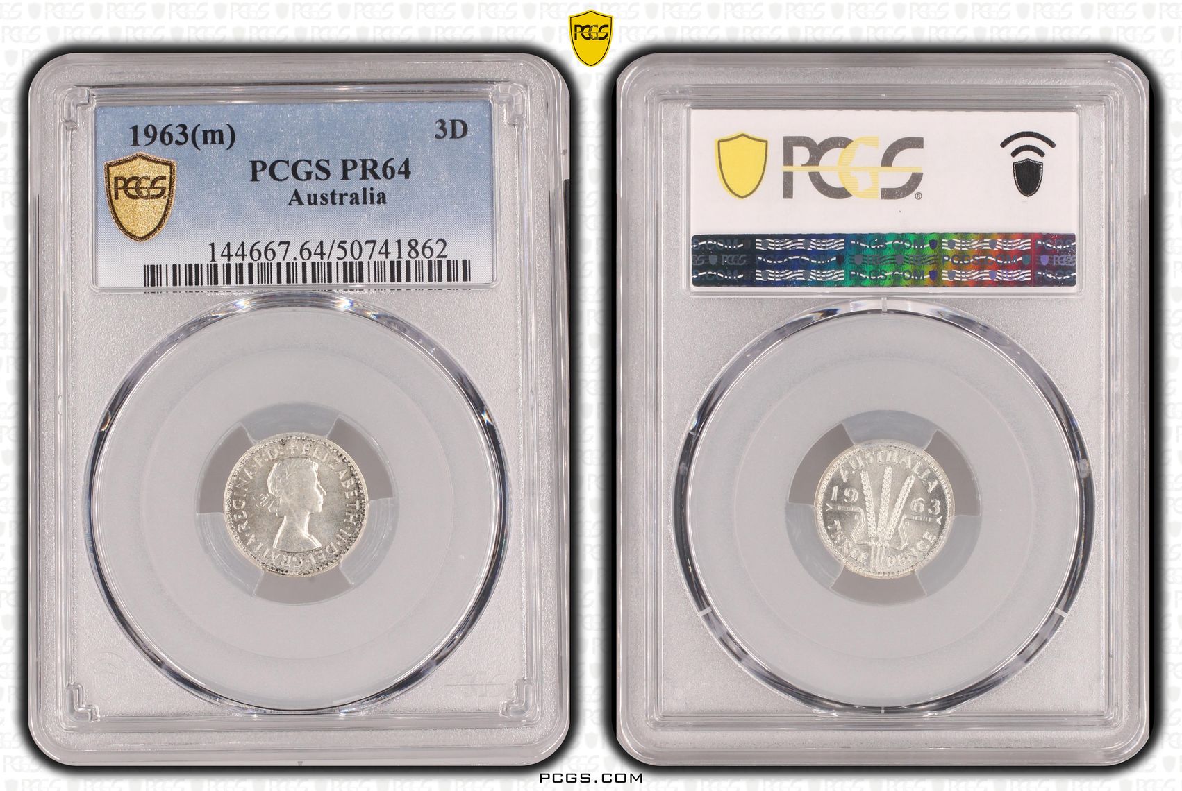 Elizabeth II, Threepence, 1963(m), PCGS PR64