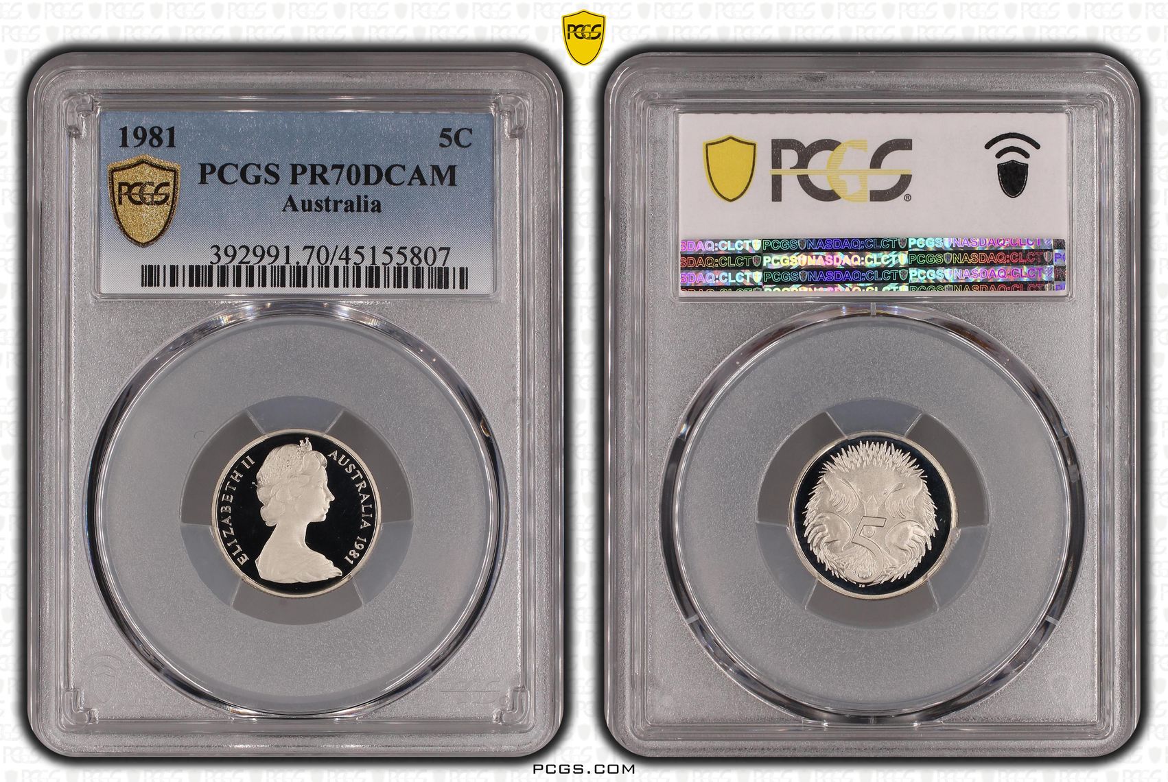 1981 Australia Five Cent, 5c PCGS - PR70DCAM POP 18/0 -807
