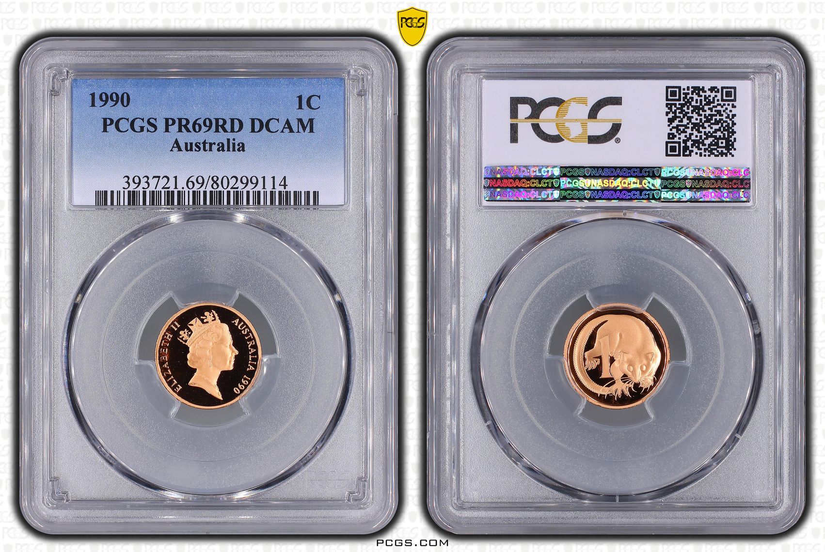 Elizabeth II, , One Cent, 1990, PCGS PR69DCAM