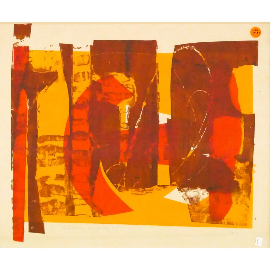 Robert Mah ''Miss Sancez, Come Quickly!'' Abstract Lithograph Framed 17''x20''