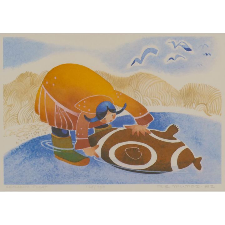 Rie Munoz ''Sealskin Float'' 1982 Signed Print. Framed 12'' x 14.5