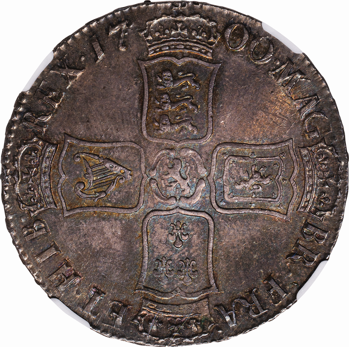 英国-Great Britain. NGC MS63. 極美/未. AU. ウィリアム3世 第3肖像 1
