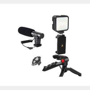 PROFESSIONAL VLOGGING KIT WITH TRIPOD LED VIDEO LIGHT AND PHONE HOLDE