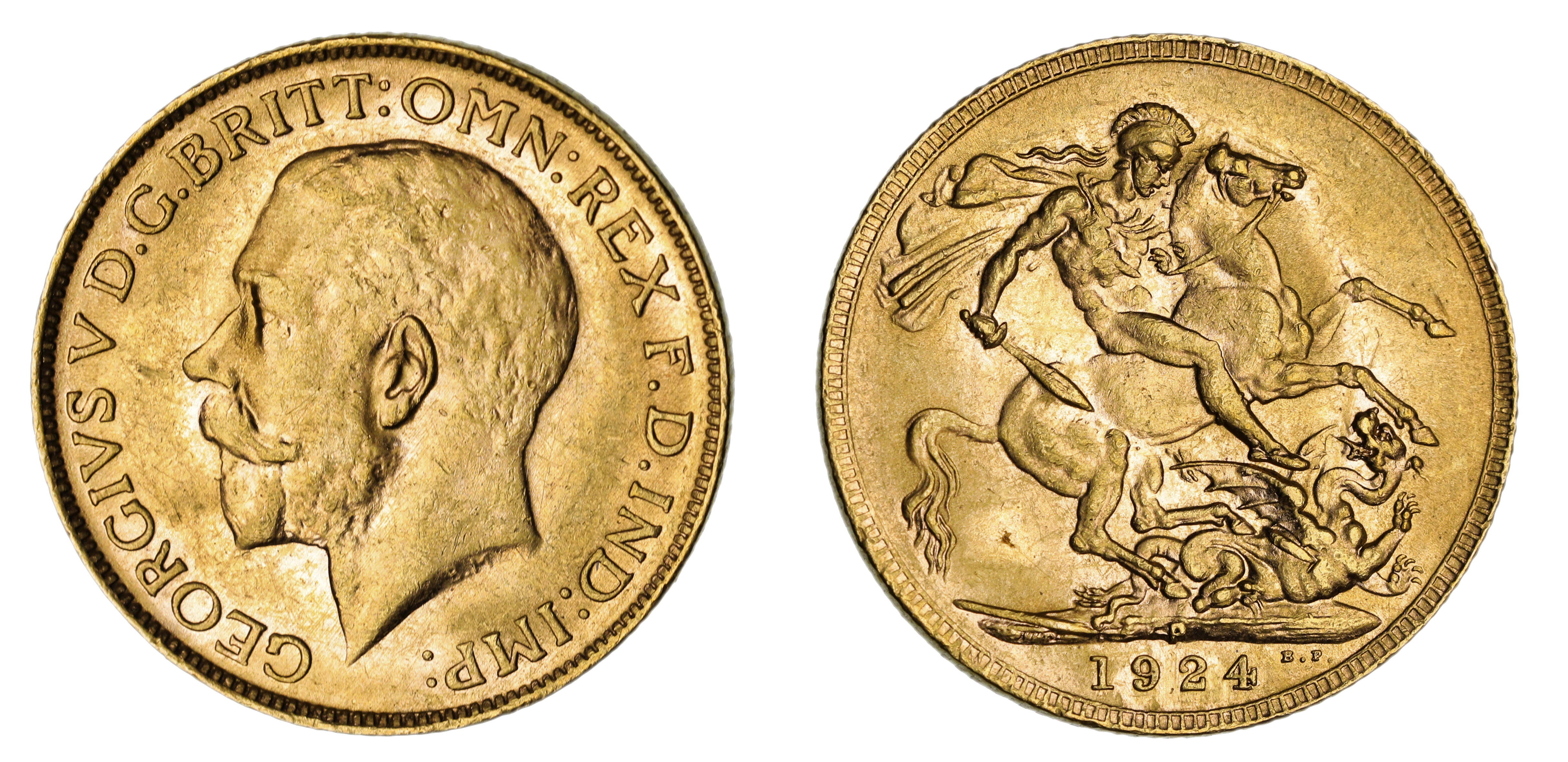George V, St. George Reverse - Perth Mint, Sovereign, 1924, aUNC