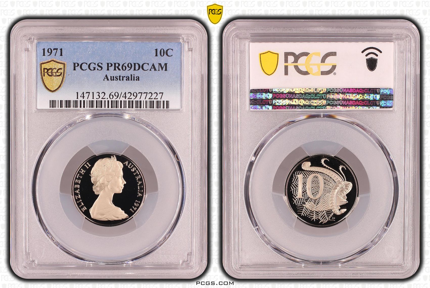 Elizabeth II, Ten Cent, PR69DCAM , 1971