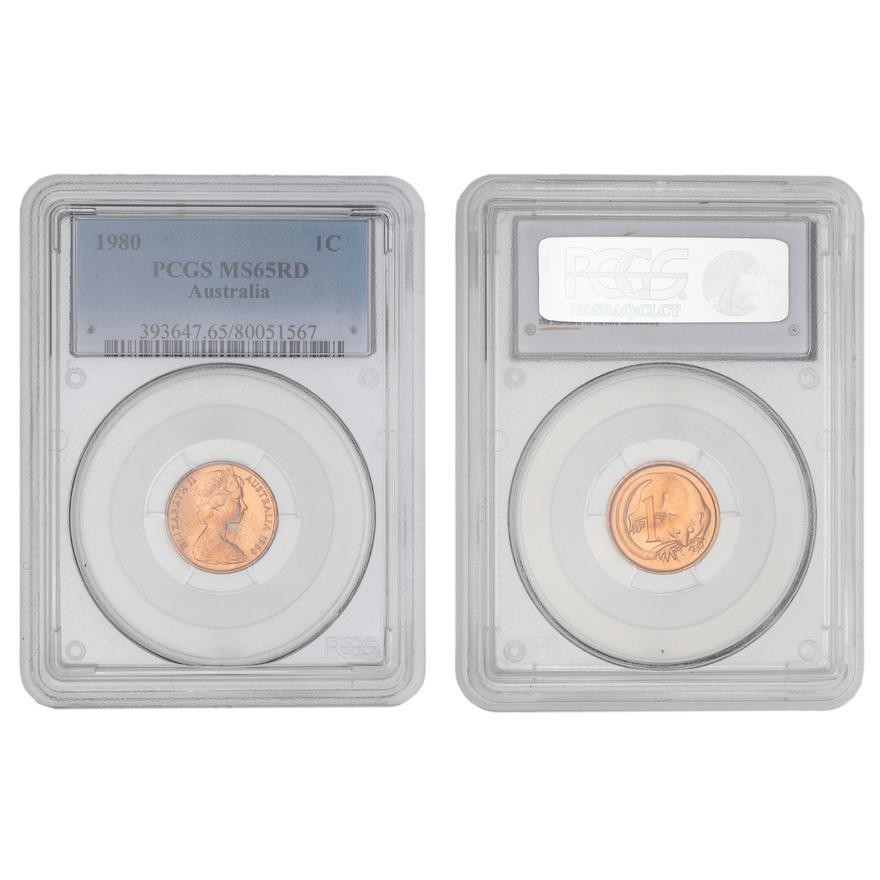 74 · Elizabeth II, One Cent, 1980, PCGS MS65RD
