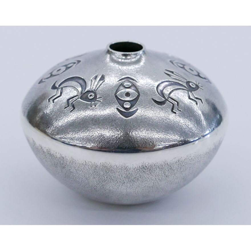 Norbert Peshlakai Navajo Miniature Silver Seed Jar