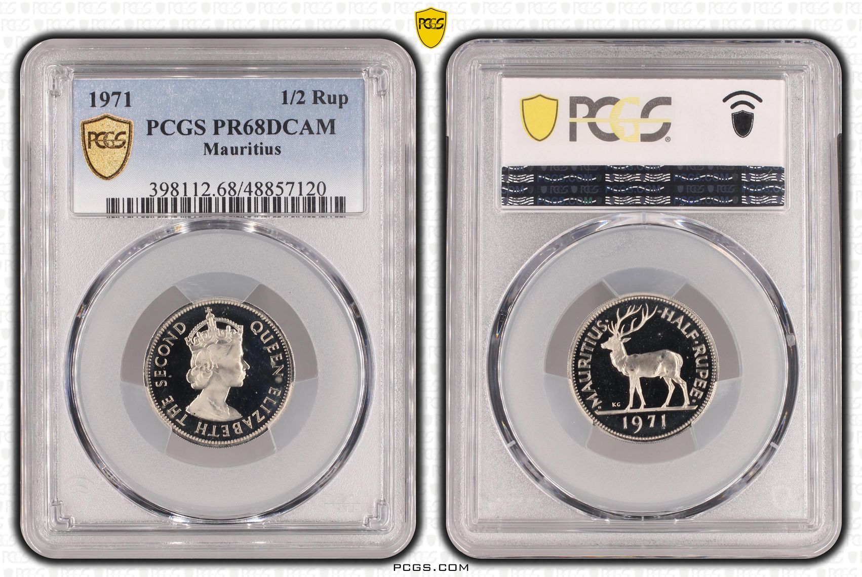 Mauritius, POP 5/0, Half Rupee, 1971, PCGS PR68DCAM