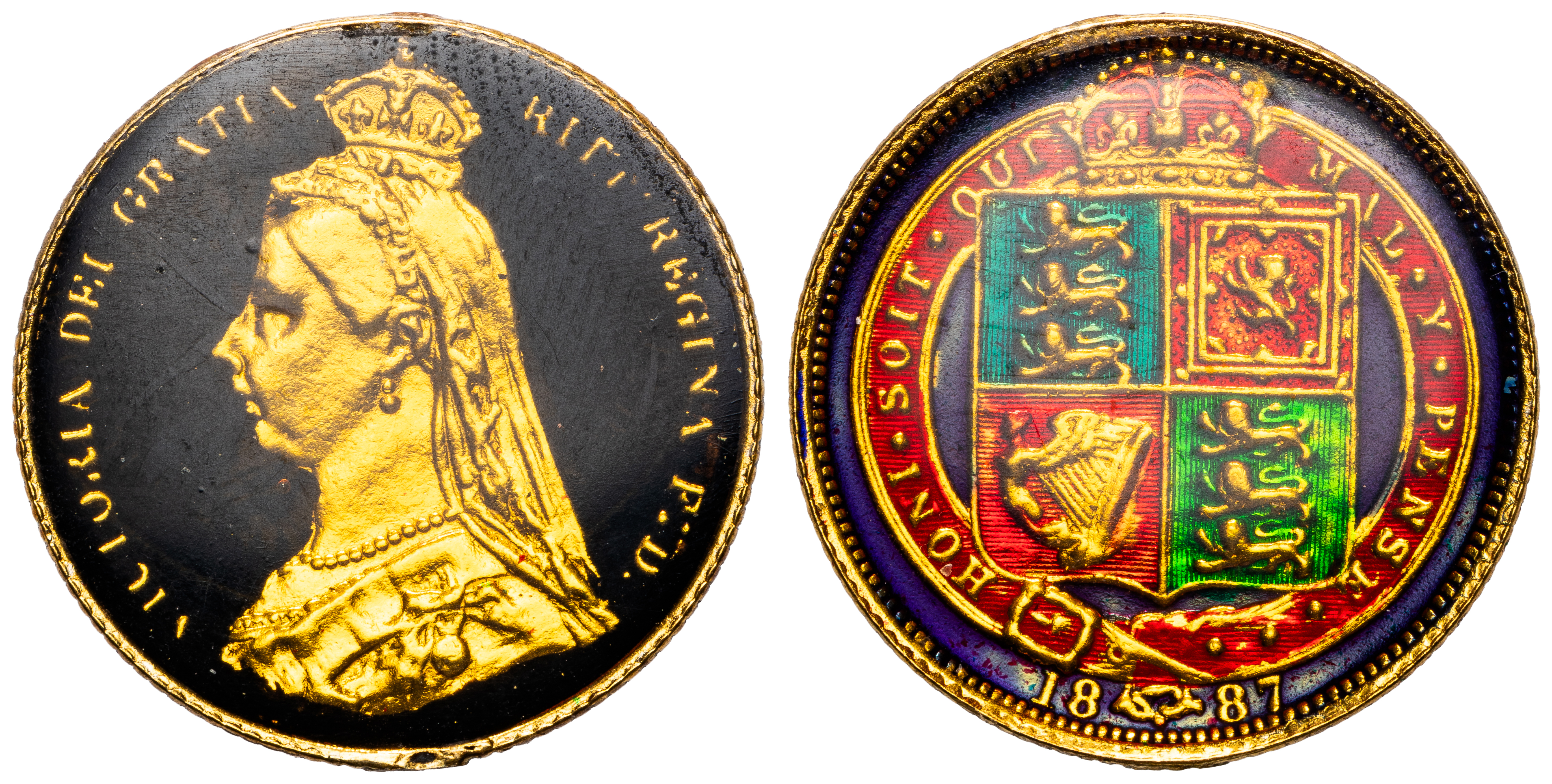 Great Britain, Victoria, Jubilee Bust - Enamelled, Sixpence, 1887, EF