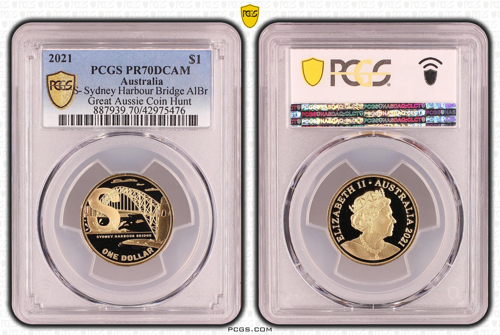 Elizabeth II, S- Sydney Harbour Bridge, Great Aussie Coin Hunt, One Dollar, PR70DCAM , 2021 PCGS POP - 1/0