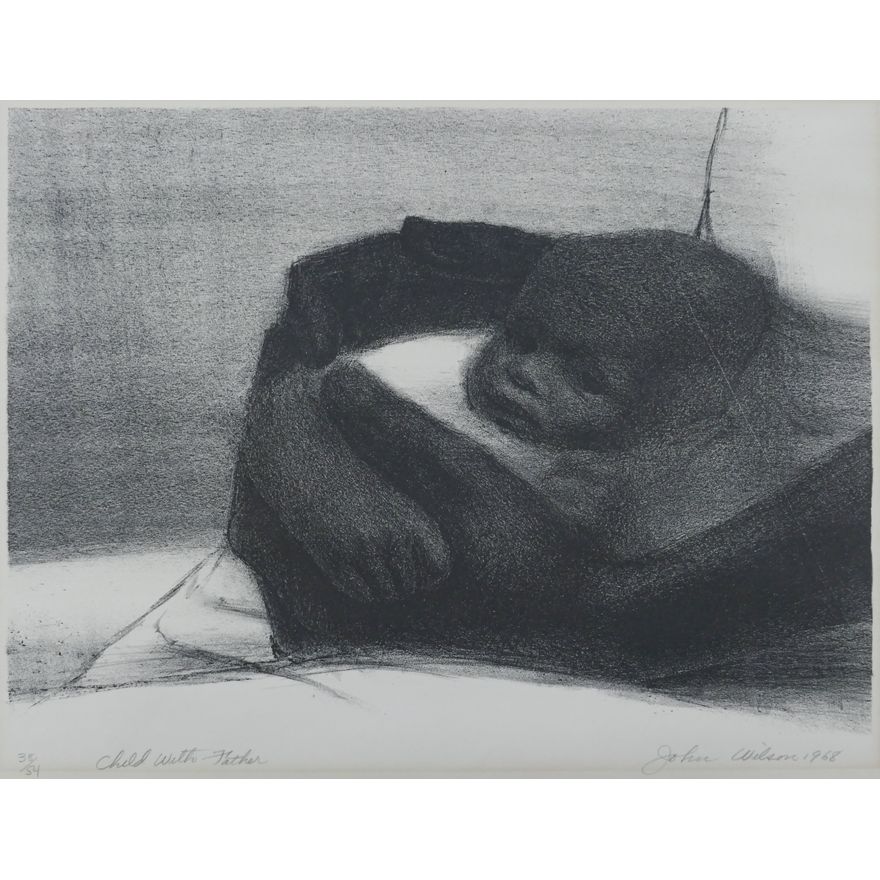 John Woodrow Wilson ''Child with Father'' 1968 Lithograph