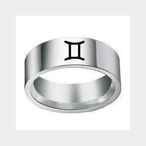 S C Minimalist Stainless Steel Star Sign Zodiac Constellation Ring Silver - Sagittarius - R 1/2 - Bar 9901067133018- 51748/14151