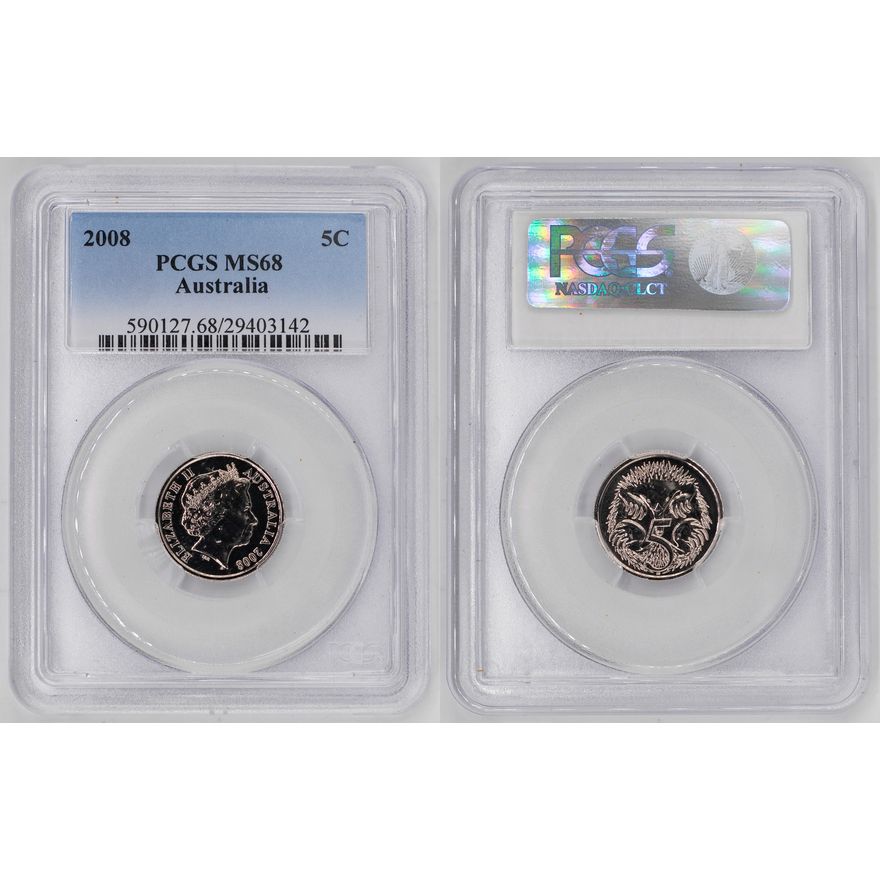 Elizabeth II, Five Cent, 2008, PCGS MS68