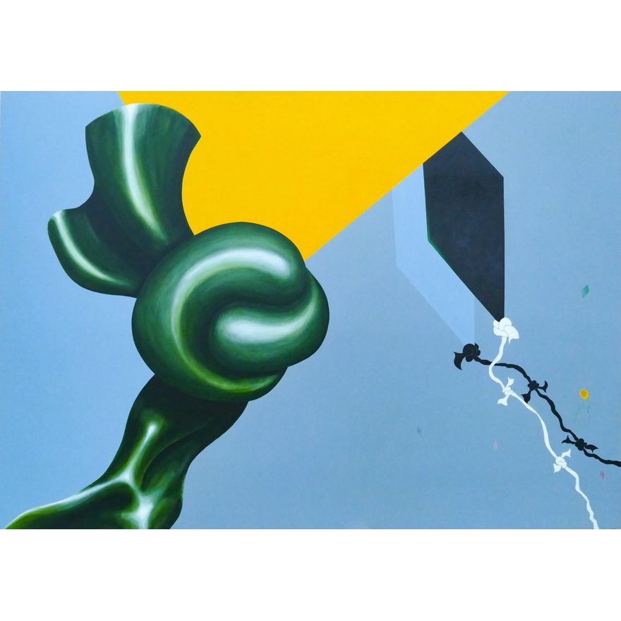 Porter A. Lewis ''Knot and Kites'' Large Acrylic on Canvas 48''x68''