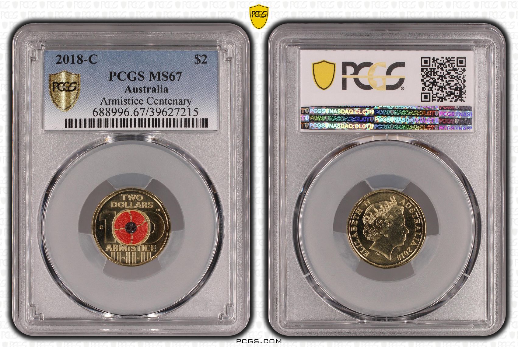 Armistice Centenary, Two Dollar, 2018-C, PCGS MS67