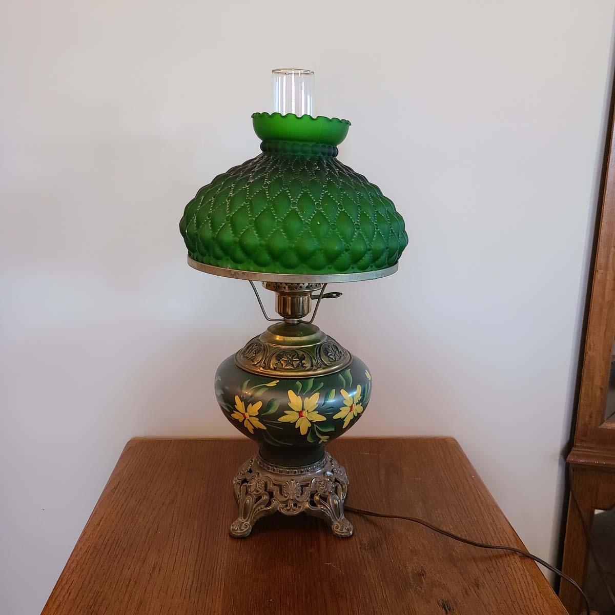 Green Glass Hurricane Lamp - Paxton Hardware