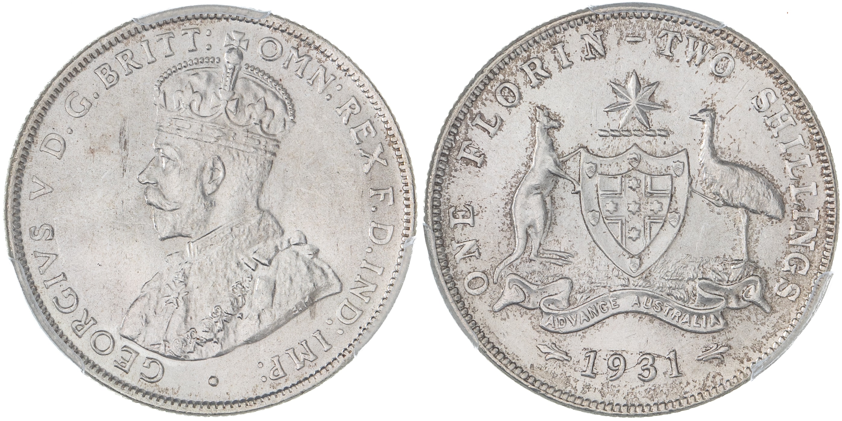 George V, Florin, 1931, PCGS MS64