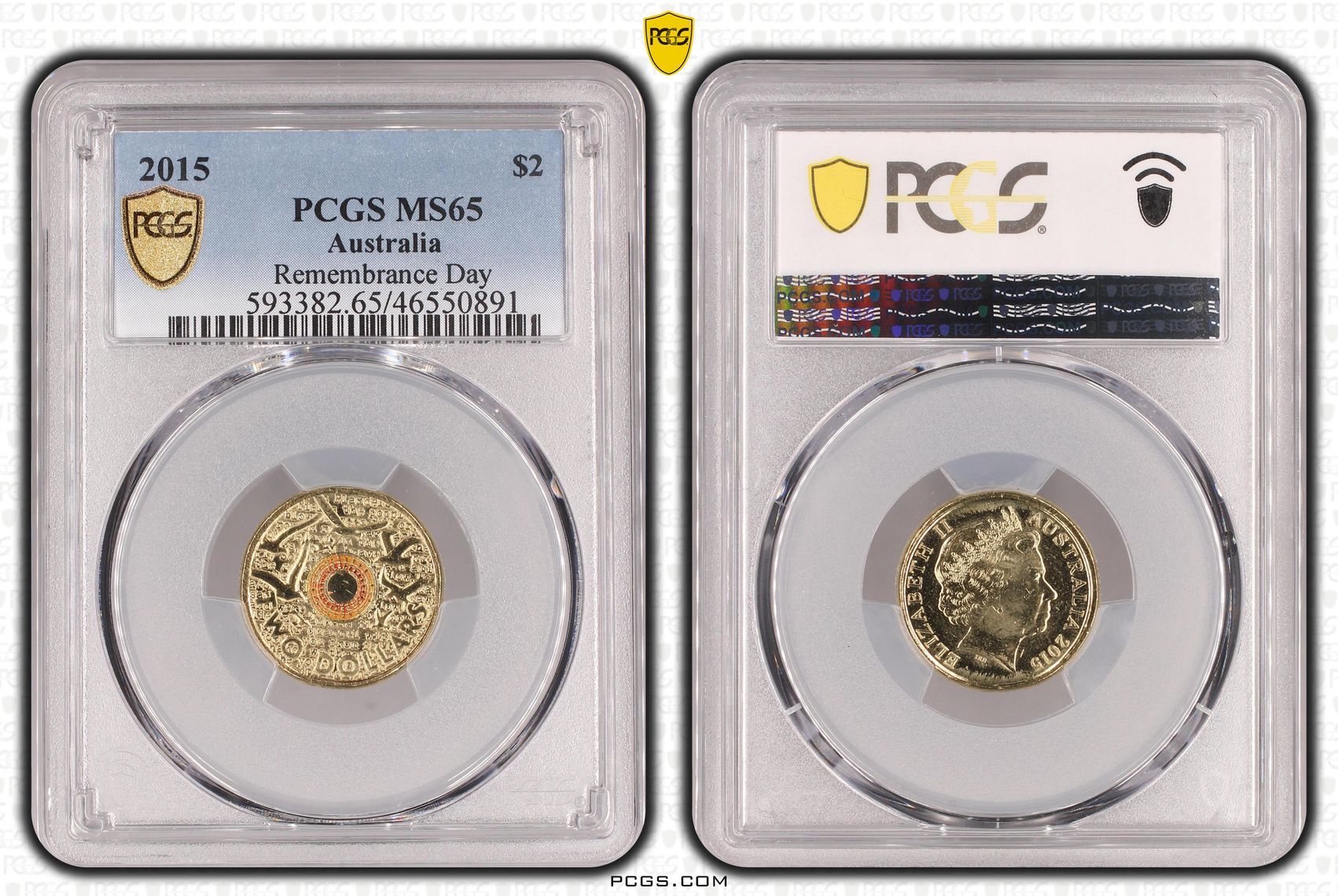 Remembrance Day, Two Dollar, 2015, PCGS MS65