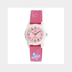 Q Q Kids Plastic Fashion Watch - Pink Strap - Bar 4966006854725 - 51746/1283