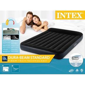Intex Queen Pillow Rest Classic Airbed With Fiber Tech Built In Pump |