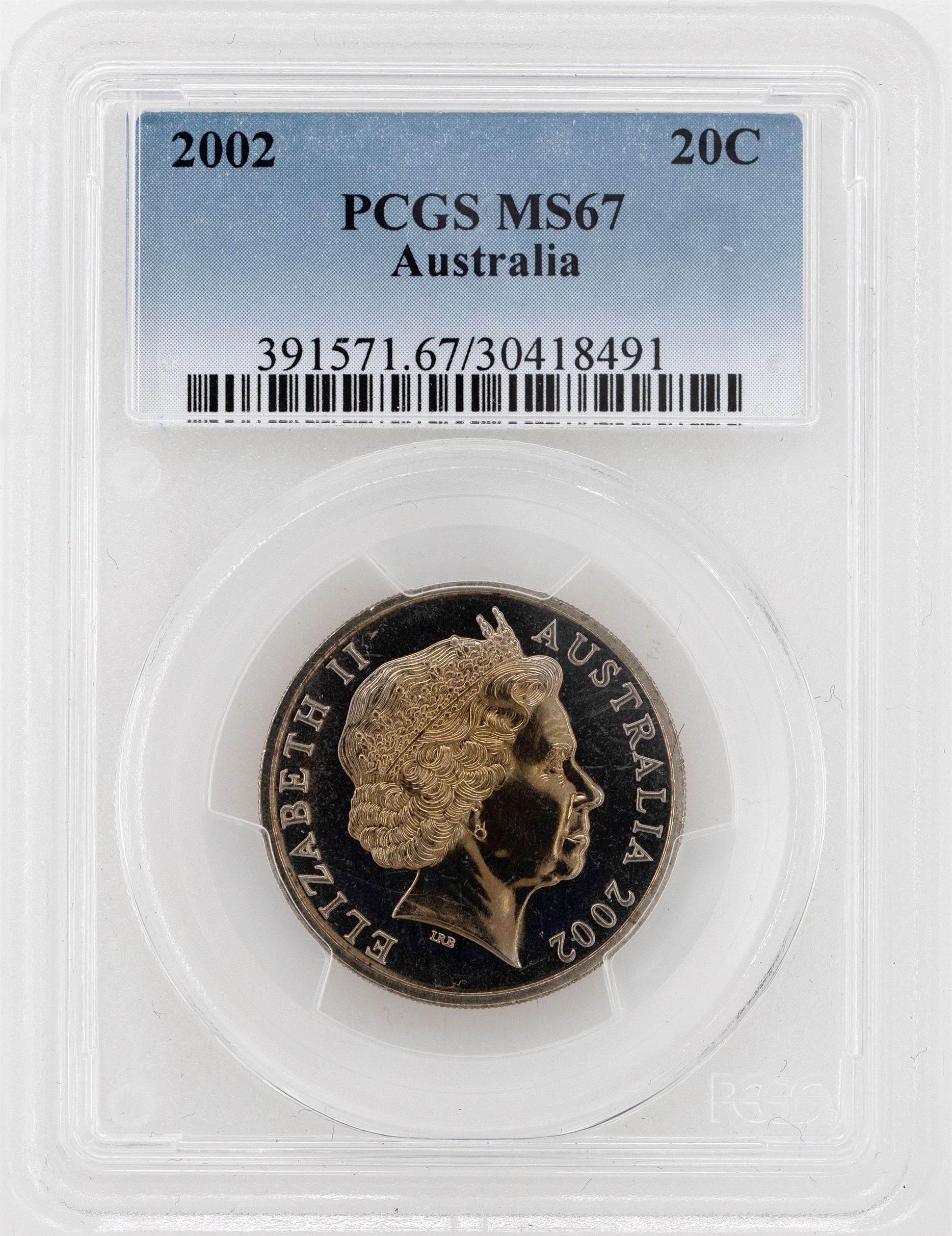 2002 Australia Twenty Cent, 20c PCGS - MS67 -491