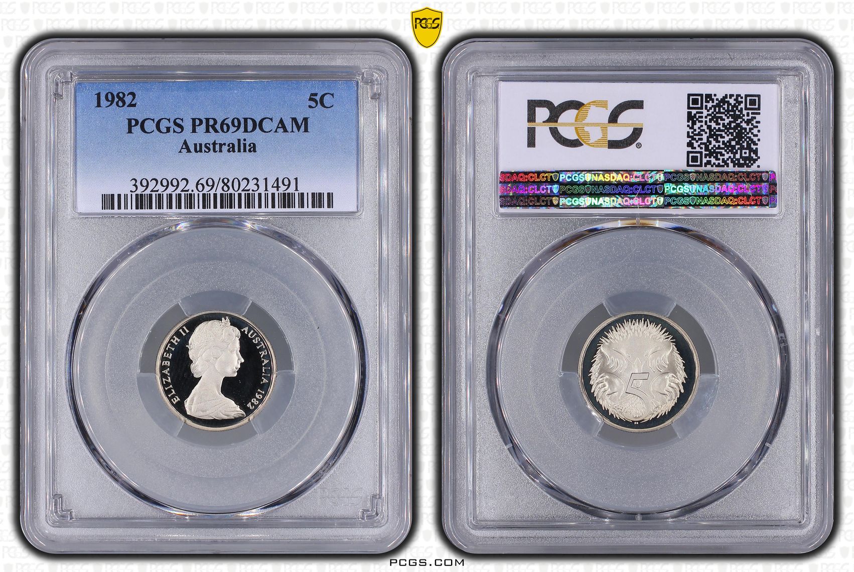 Elizabeth II, Five Cent, 1982, PCGS PR69DCAM