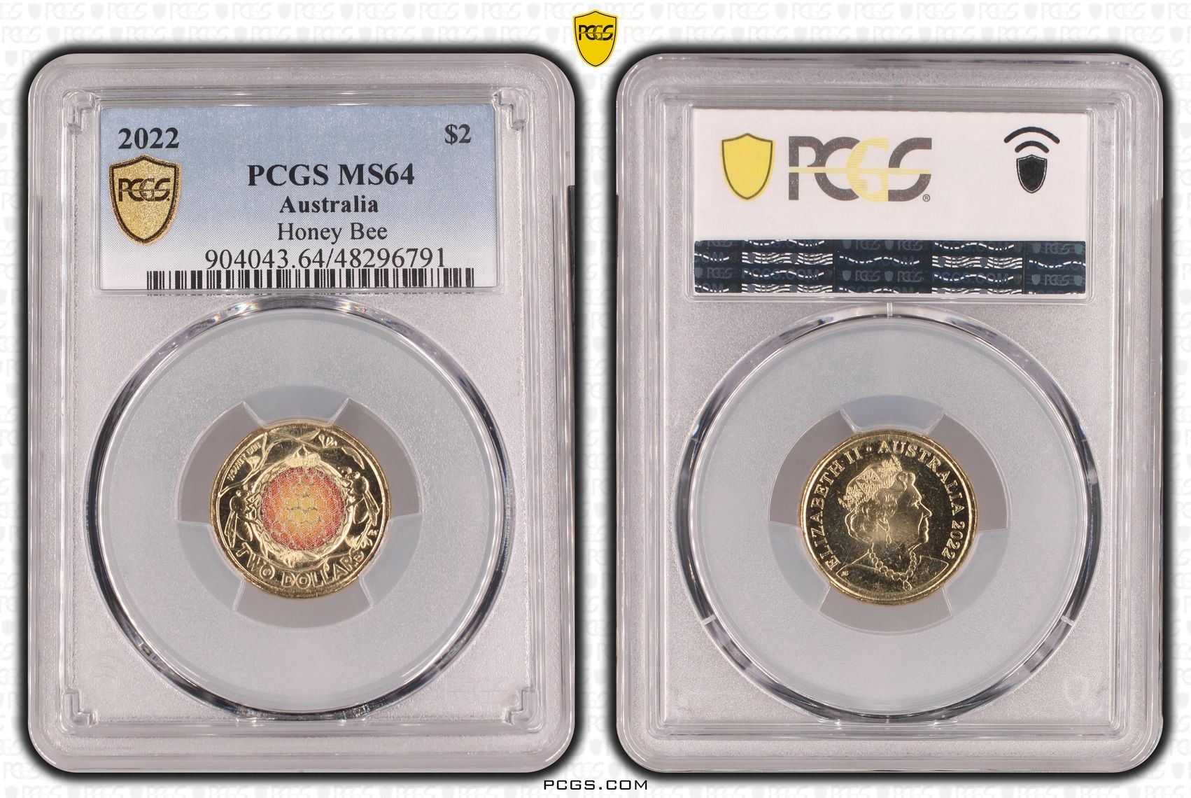 Honey Bee Colorized , Two Dollar, 2022, PCGS MS64