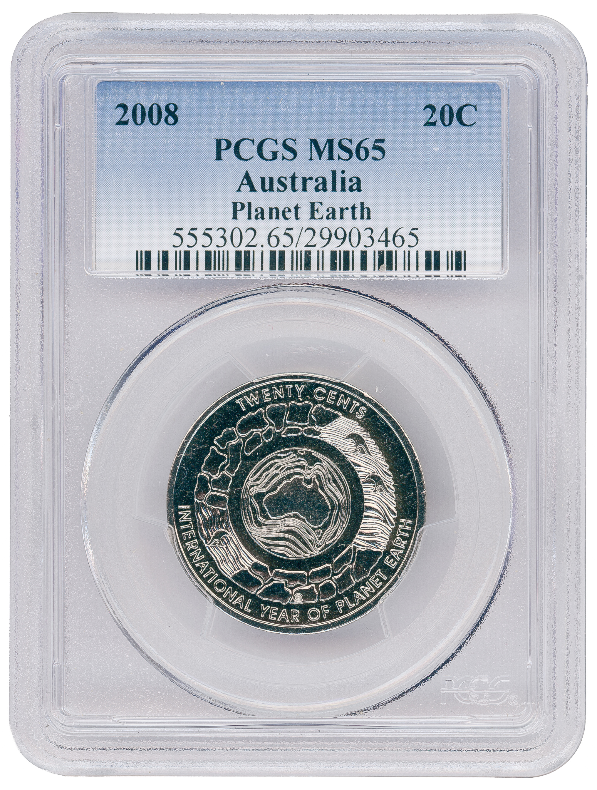 Planet Earth, Twenty Cent, 2008, PCGS MS65