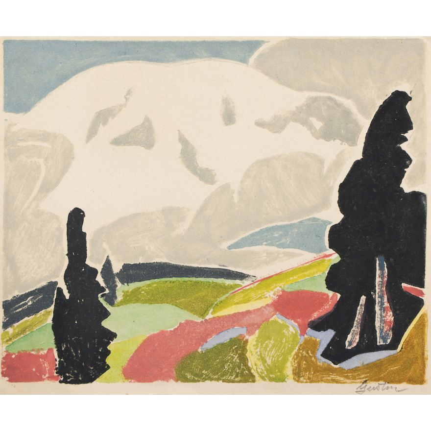 Paul Morgan Gustin ''Mazama Ridge Rainier'' 1949 Woodcut