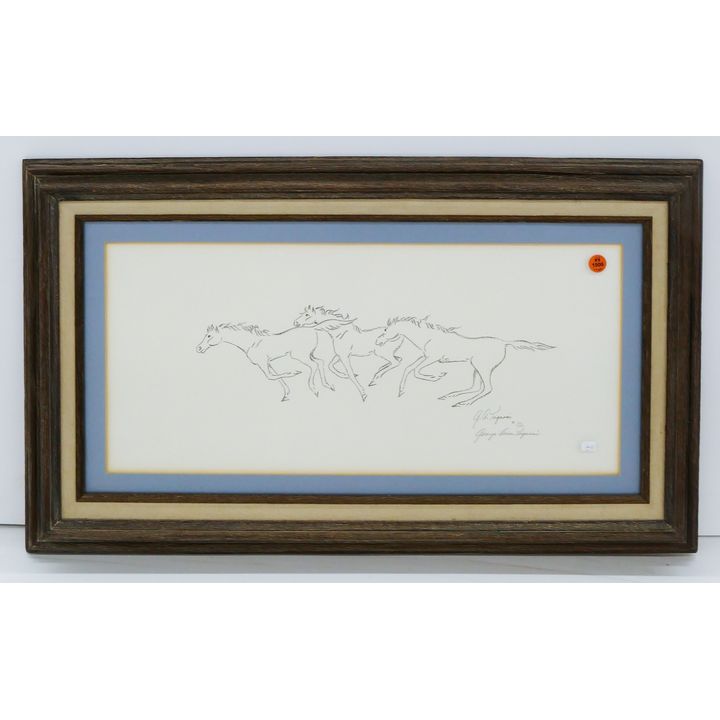 George-Ann Tognoni S/N Running Horses Framed- 17x28''