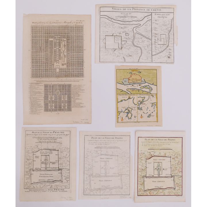 6pc 18th Century Chinese City Plans by Bellin, Etc.