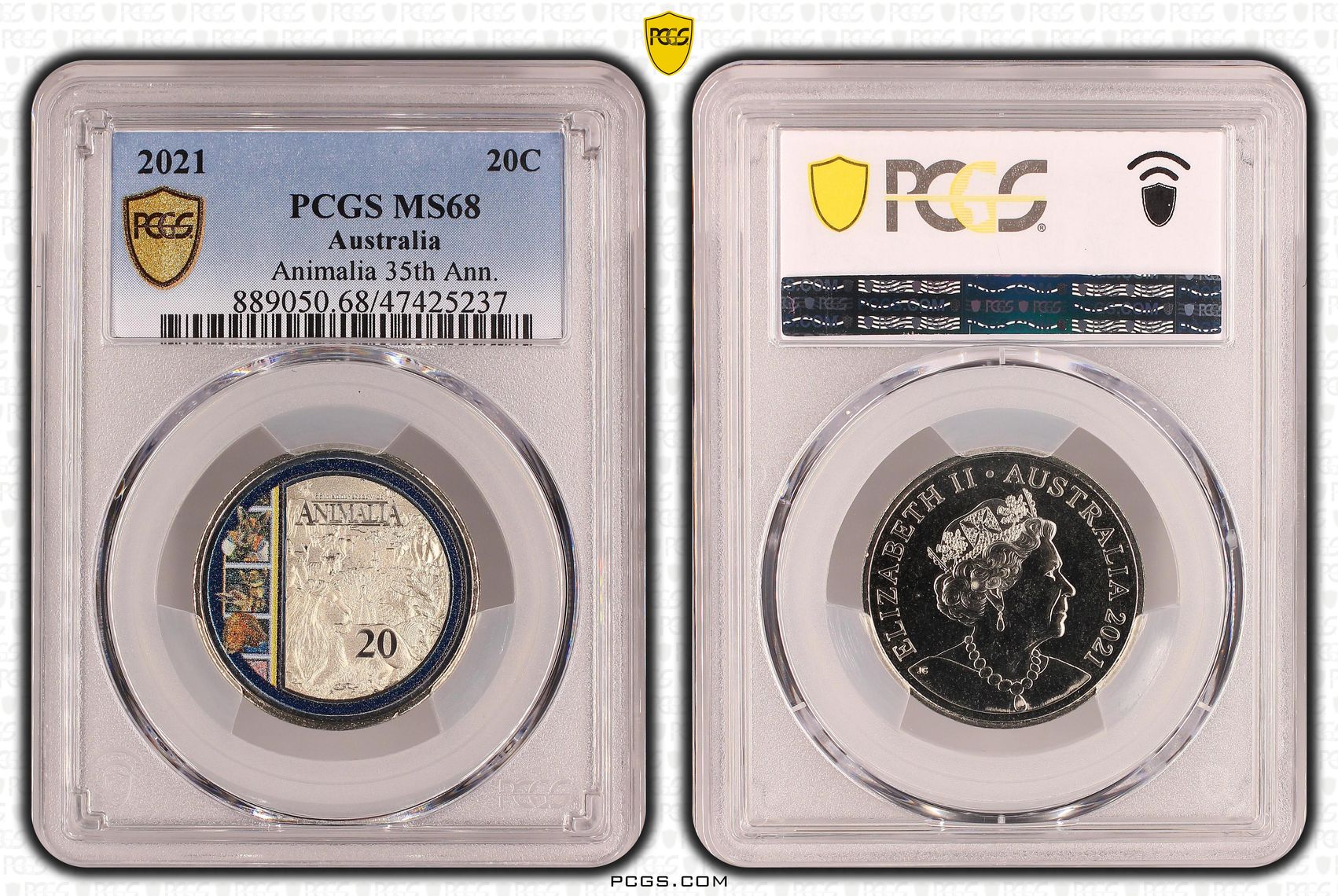 Animalia 35th Ann. , Twenty Cent, 2021, PCGS MS68