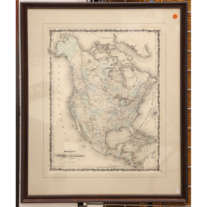 Antique Johnson's North America Map Framed 31''x25''