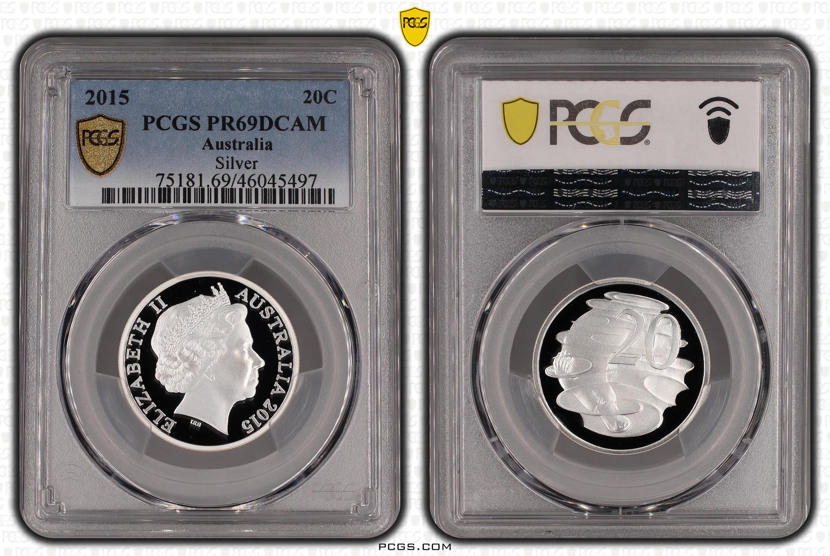 Silver, Twenty Cent, 2015, PCGS PR69DCAM