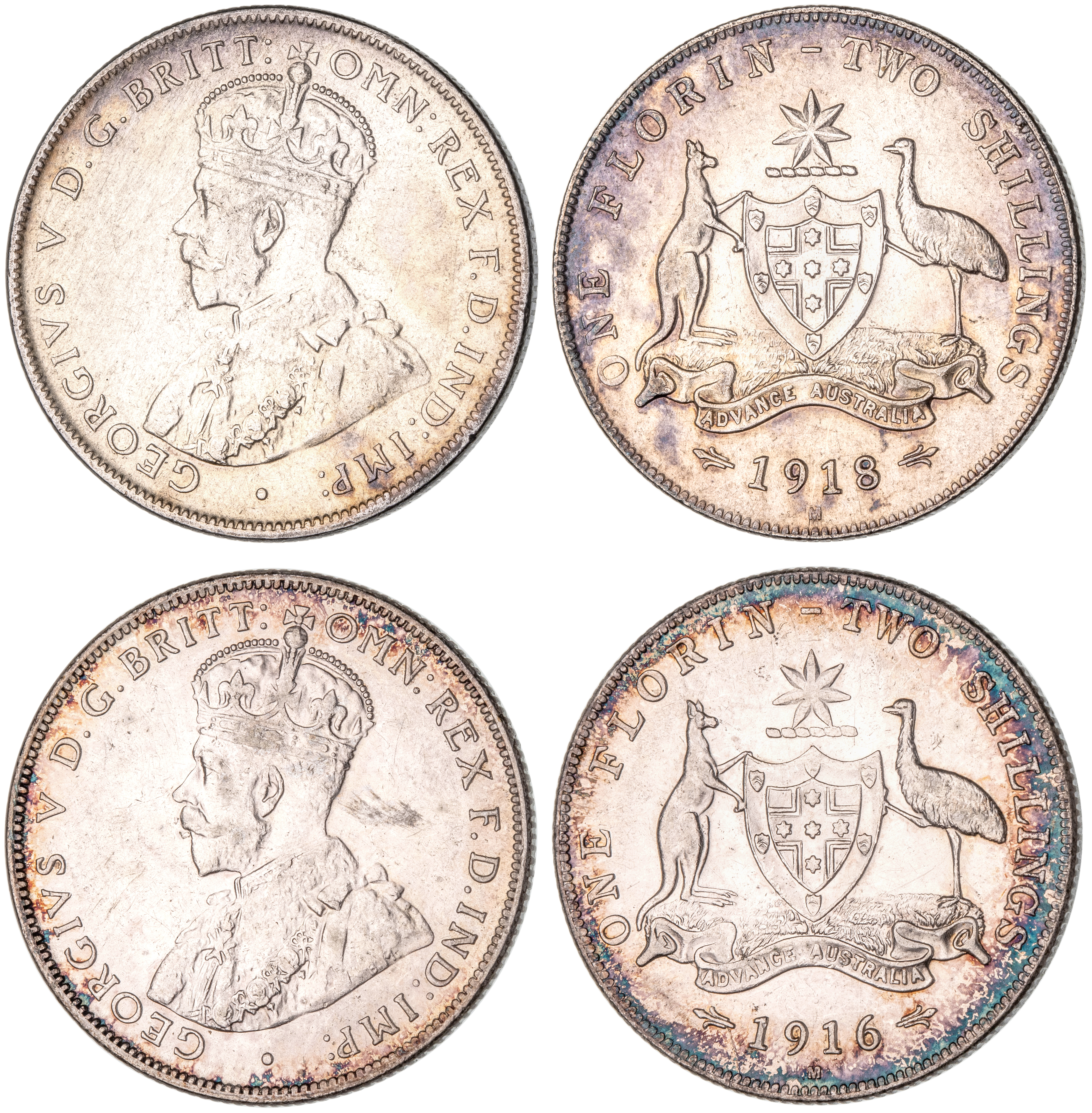 George V, Florin, 1916-M, EF