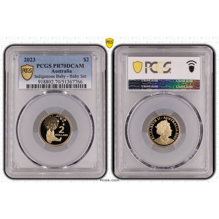 Indigenous Baby - Baby Set, Two Dollar, 2023, PCGS PR70DCAM