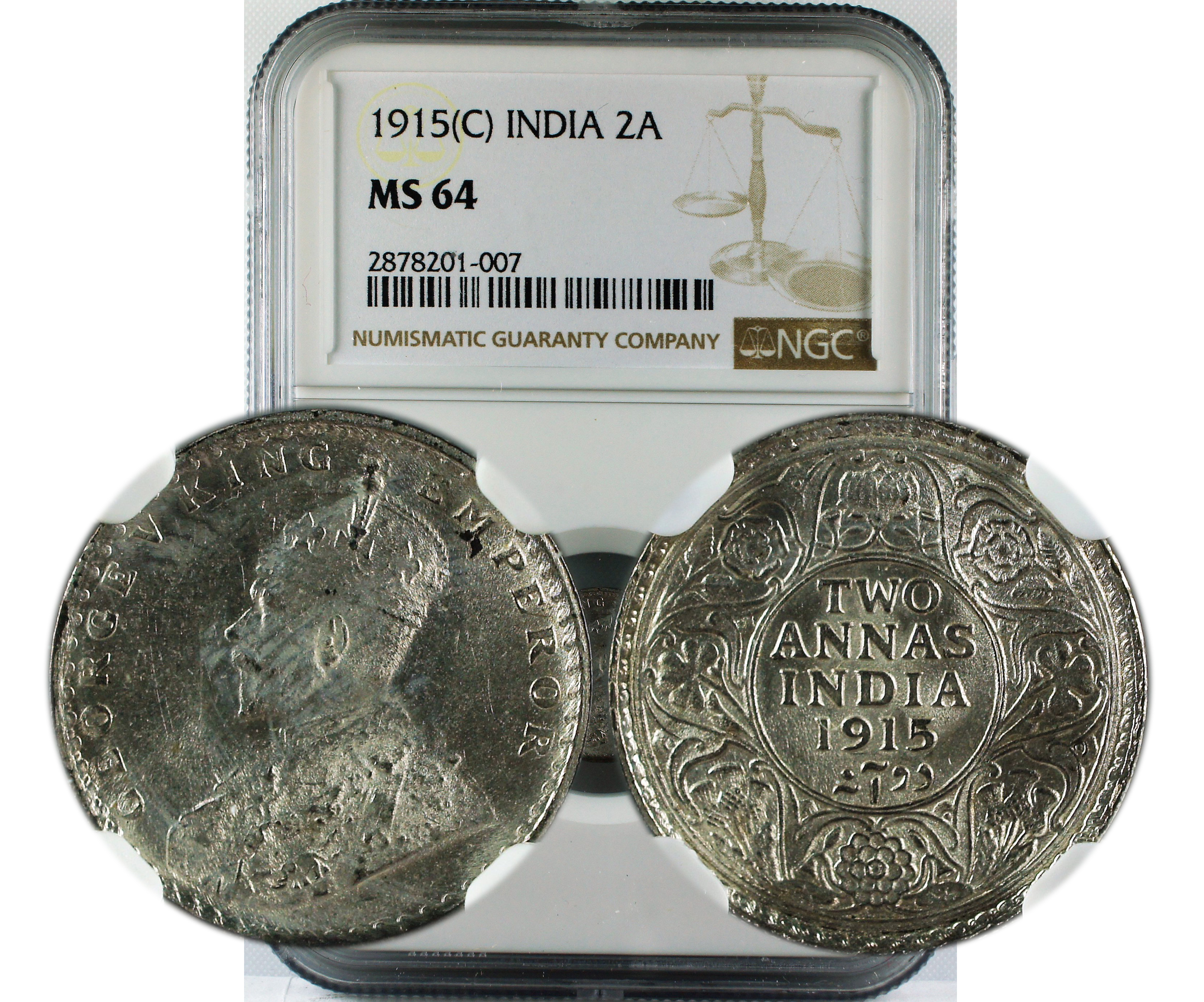 1915 C INDIA 2ANNA MS64