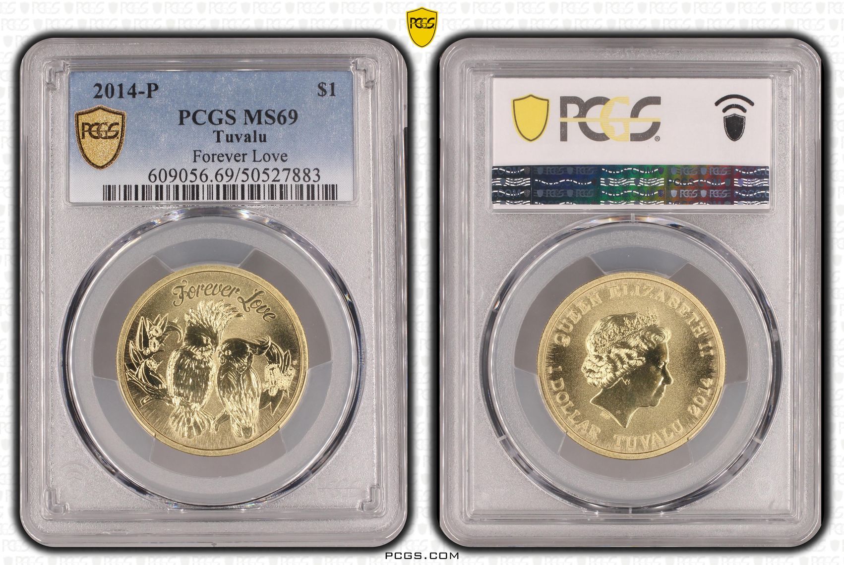 Tuvalu, Forever Love, One Dollar, 2014-P, PCGS MS69