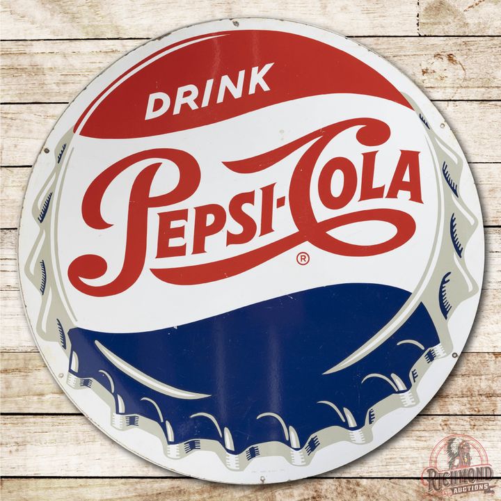 42" Drink Pepsi Cola Single Sided Porcelain Sign TAC 8.75