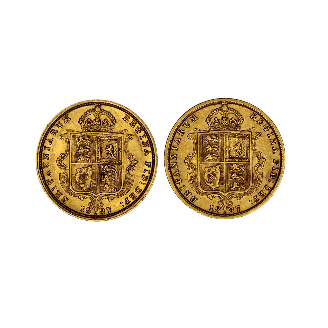 1199. · Pair, Victoria, Half Sovereign, 1887S, F &amp; gVF
