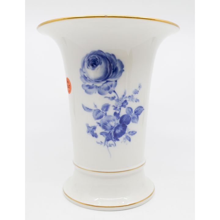Meissen Blue Rose Porcelain Trumpet Vase- 7.5"