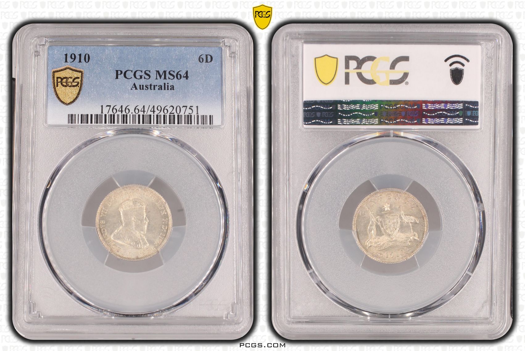Edward VII, Sixpence, 1910, PCGS MS64