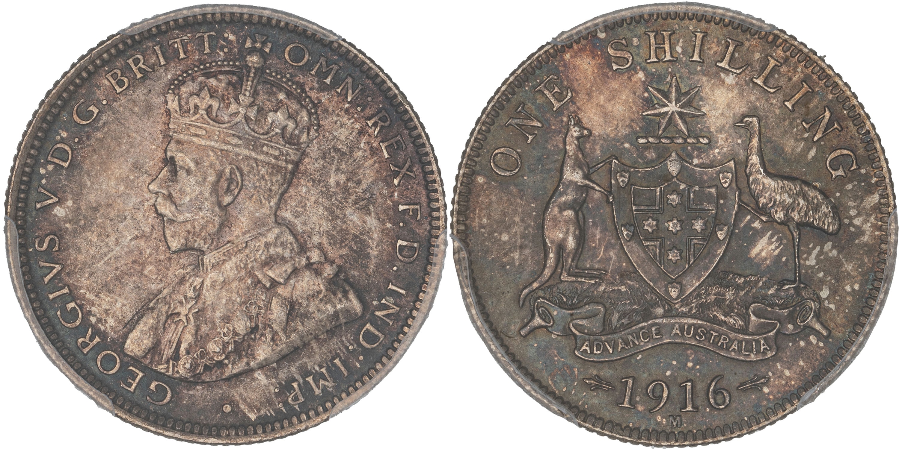 George V, Shilling, 1916-M, PCGS MS65
