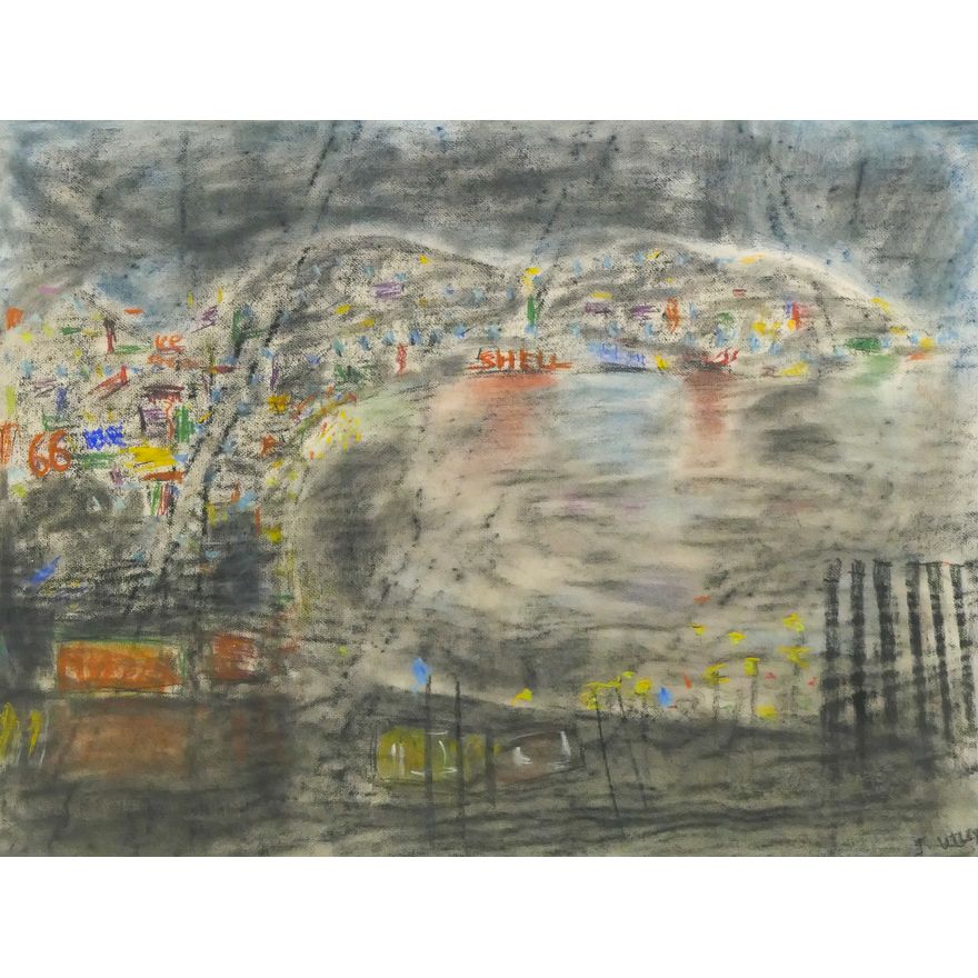 Josephine Utley (1916-2008 Washington) 'City Perspective' Pastel on Paper Framed- 27x33''